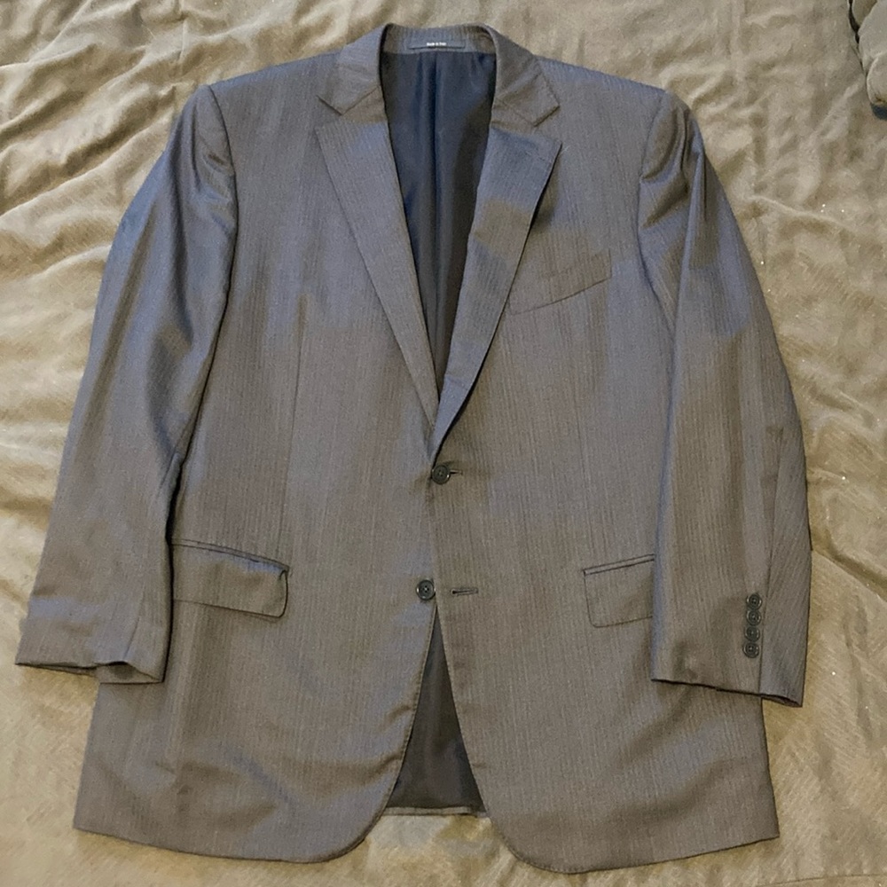 Wool/silk blend Zegna Trofeo 600 blazer in blue mono stripe